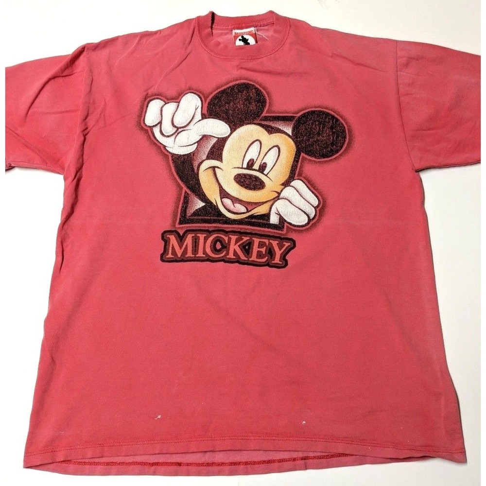 Vintage Mickey Inc Mickey Mouseโ Disney Red T-Shirt Crew Neck Short Sleeve